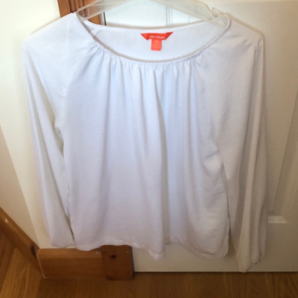 Joe Fresh White Long-Sleeve Peasant Top